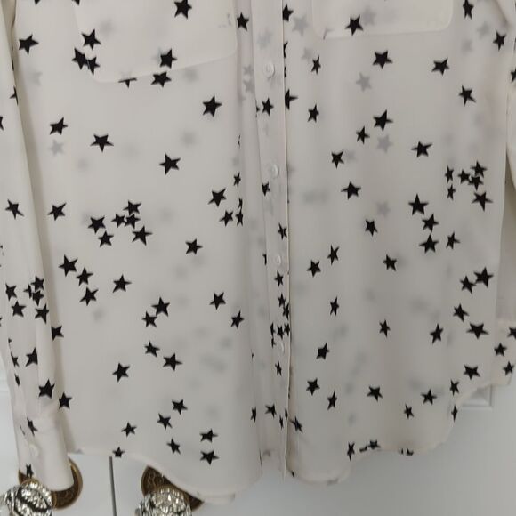 EQUIPMENT Slim Signature Star Silk Shirt White Top Small - Picture 10 of 15